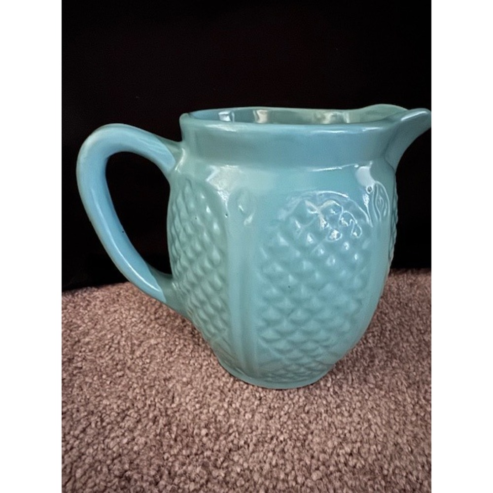 Vintage Pottery Pitcher USA Pineapple Style 1950's mid century
